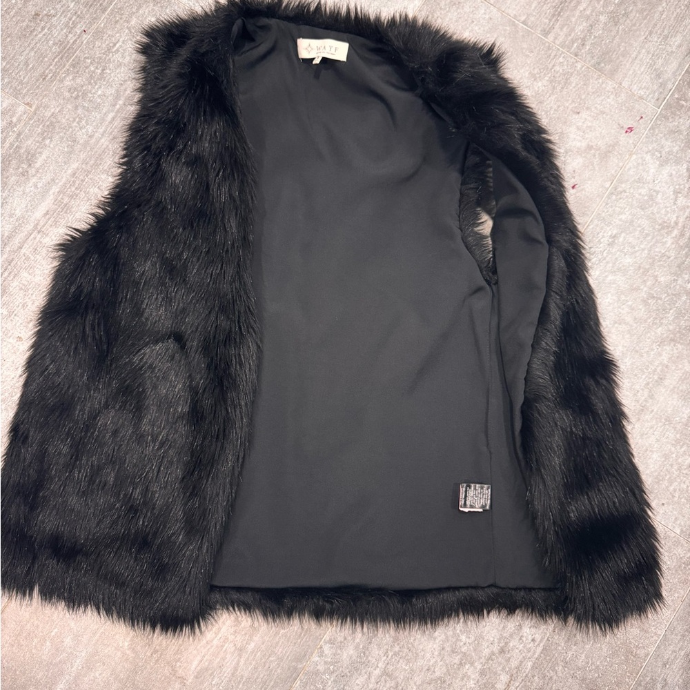 Wayf Black Faux Fur Vest